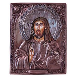 Икона на Христос Вседържител с нимб - меден обков