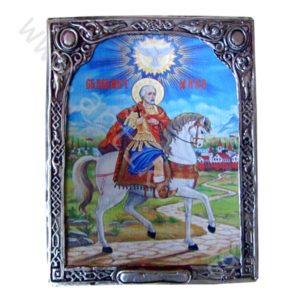 Икона “Св. Мина" посребрена.