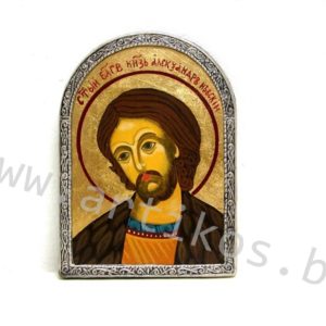 Small painted iconn with frame “St. Alexander Nevsky”