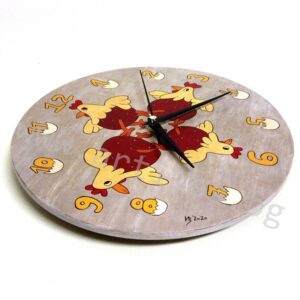 painted clock hens