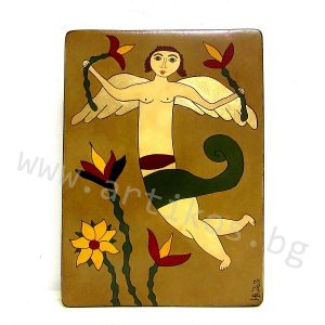 naive style angel painting on wood